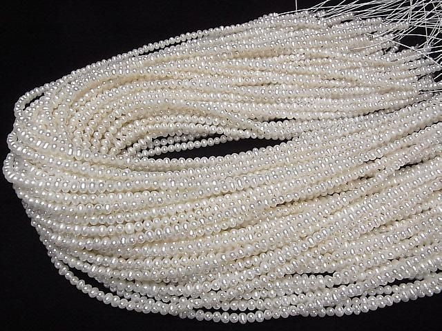 [Video] Fresh Water Pearl AA+ Potato Rondelle 3.5-4mm White 1strand beads (approx. 15 inches/37 cm)