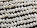 [Video] Fresh Water Pearl AA+ White Rondelle 4mm 1strand beads (approx. 14 inches/34 cm)