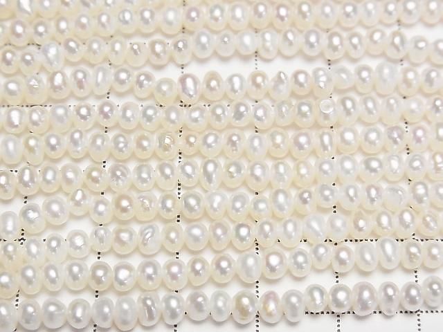 [Video] Fresh Water Pearl AA+ White Rondelle 4mm 1strand beads (approx. 14 inches/34 cm)