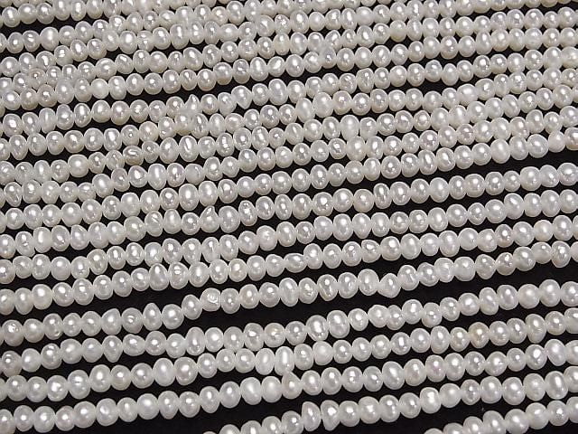 [Video] Fresh Water Pearl AA+ White Rondelle 4mm 1strand beads (approx. 14 inches/34 cm)