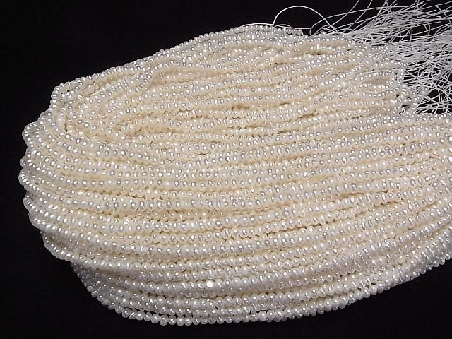 [Video] Fresh Water Pearl AA+ White Rondelle 4mm 1strand beads (approx. 14 inches/34 cm)