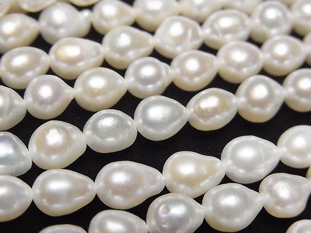 [Video] Fresh Water Pearl AA Drop 6x5x5mm White 1strand beads (approx. 15 inches/36 cm)