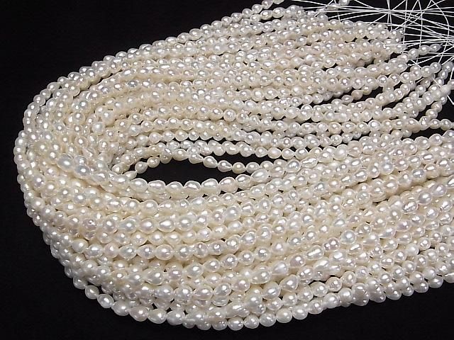 [Video] Fresh Water Pearl AA Drop 6x5x5mm White 1strand beads (approx. 15 inches/36 cm)