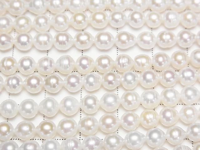 [Video] Fresh Water Pearl AA Semi Round-Rice 5-6mm White 1strand beads (approx. 15 inches/36 cm)
