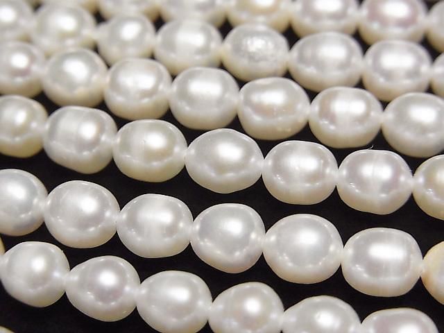 [Video] Fresh Water Pearl AA Rice 6x5x5mm White 1strand beads (approx. 15 inches/36 cm)