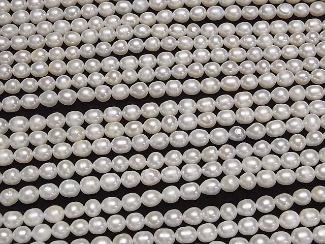 [Video] Fresh Water Pearl AA Rice 6x5x5mm White 1strand beads (approx. 15 inches/36 cm)
