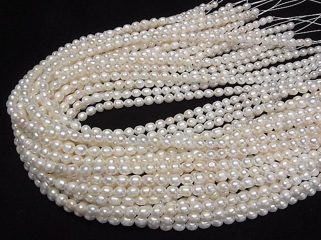 [Video] Fresh Water Pearl AA Rice 6x5x5mm White 1strand beads (approx. 15 inches/36 cm)
