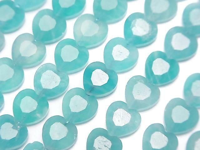 [Video] High Quality! Amazonite Silica AA++ Vertical Hole Heart Cut 8x8mm Half or 1strand beads (approx. 15 inches/36 cm)