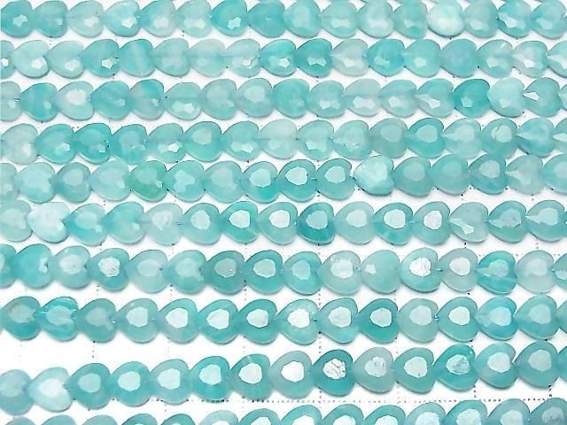 [Video] High Quality! Amazonite Silica AA++ Vertical Hole Heart Cut 6x6mm Half or 1strand beads (approx. 15 inches/36 cm)