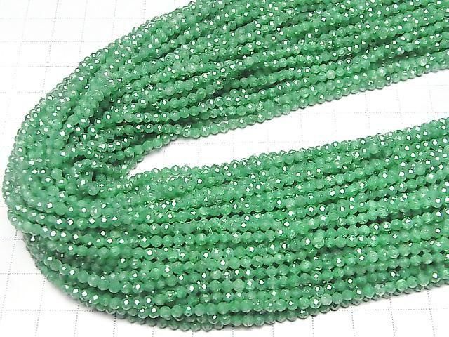 [Video] High Quality! Cubic Zirconia AAA Faceted Round 3mm [Green] 1strand beads (approx. 14 inches/35 cm)