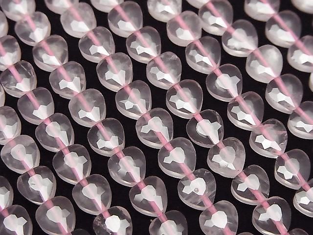 [Video]High Quality! Rose Quartz AA++ Vertical Hole Heart cut 6x6mm half or 1strand beads (aprx.15inch/37cm)