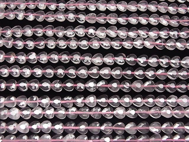 [Video]High Quality! Rose Quartz AA++ Vertical Hole Heart cut 6x6mm half or 1strand beads (aprx.15inch/37cm)