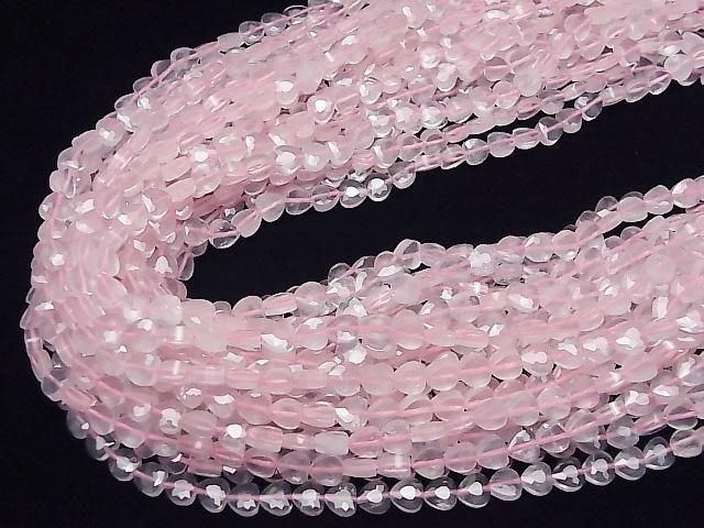 [Video]High Quality! Rose Quartz AA++ Vertical Hole Heart cut 6x6mm half or 1strand beads (aprx.15inch/37cm)