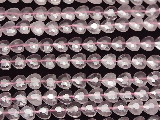 [Video]High Quality! Rose Quartz AA++ Vertical Hole Heart cut 8x8mm half or 1strand beads (aprx.15inch/36cm)