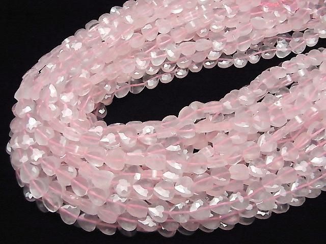 [Video]High Quality! Rose Quartz AA++ Vertical Hole Heart cut 8x8mm half or 1strand beads (aprx.15inch/36cm)