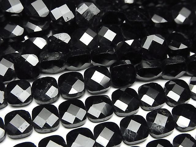 [Video] High Quality! Black Tourmaline AAA- Faceted Square Half or 1strand beads (approx. 15 inches/36 cm)