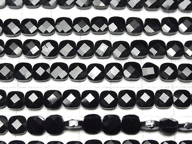 [Video] High Quality! Black Tourmaline AAA- Faceted Square Half or 1strand beads (approx. 15 inches/36 cm)