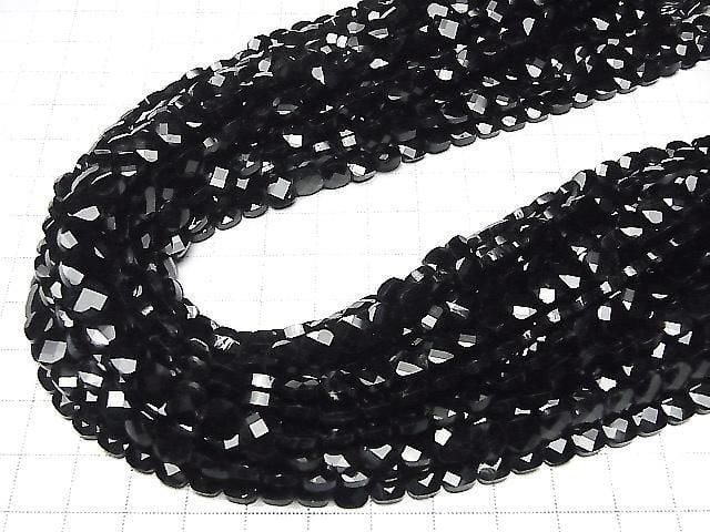 [Video] High Quality! Black Tourmaline AAA- Faceted Square Half or 1strand beads (approx. 15 inches/36 cm)
