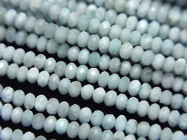 [Video]High Quality! Larimar Pectolite AA+ Faceted Button Rondelle 2.5x2.5x1.5mm half or 1strand beads (aprx.15inch/37cm)