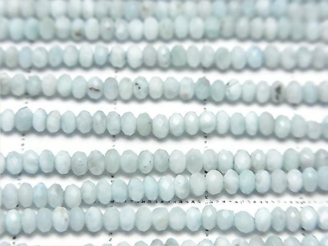 [Video]High Quality! Larimar Pectolite AA+ Faceted Button Rondelle 2.5x2.5x1.5mm half or 1strand beads (aprx.15inch/37cm)