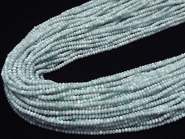 [Video]High Quality! Larimar Pectolite AA+ Faceted Button Rondelle 2.5x2.5x1.5mm half or 1strand beads (aprx.15inch/37cm)