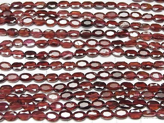 [Video] High Quality! Mozambique Garnet AA++ Faceted Oval 6x4mm half or 1strand beads (approx. 15inch/36cm)