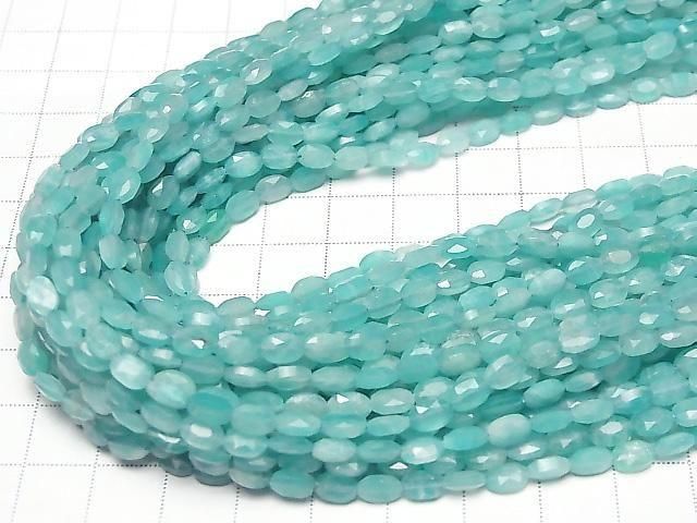 [Video] High Quality! Amazonite Silica AA++ Faceted Oval 6x4mm Half or 1strand beads (approx. 15inch/36cm)