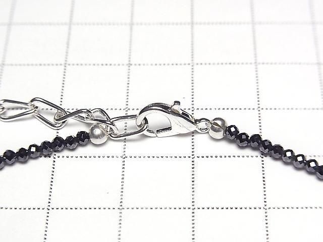 [Video] High Quality Black Spinel AAA Faceted Round 2mm Silver Plated Necklace