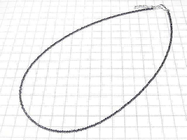 [Video] High Quality Black Spinel AAA Faceted Round 2mm Silver Plated Necklace