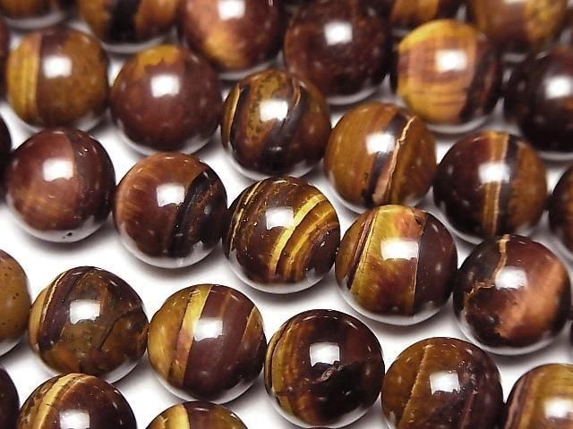 [Video] Iron Tiger's Eye Round 10mm 1strand beads (approx. 15 inches/36 cm)