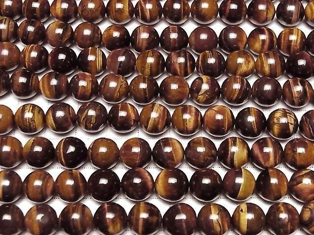 [Video] Iron Tiger's Eye Round 10mm 1strand beads (approx. 15 inches/36 cm)