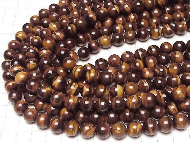 [Video] Iron Tiger's Eye Round 10mm 1strand beads (approx. 15 inches/36 cm)