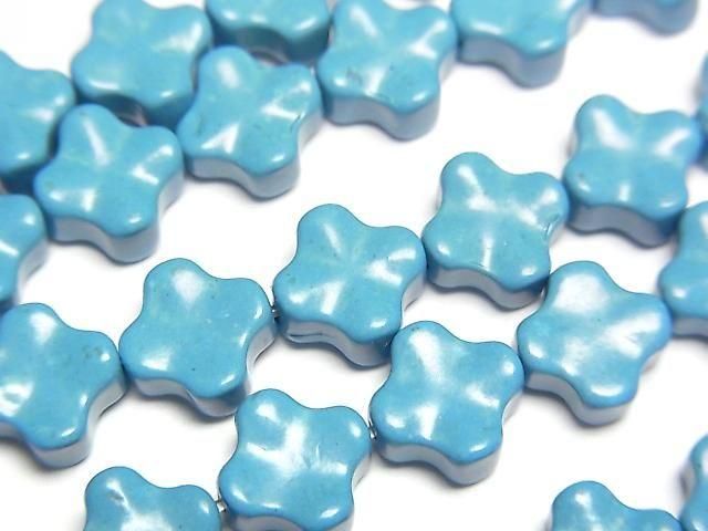 [Video] Kneaded Turquoise Flower Motif 8x8mm 1strand beads (approx. 15 inches/38 cm)