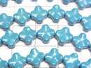 [Video] Kneaded Turquoise Flower Motif 8x8mm 1strand beads (approx. 15 inches/38 cm)