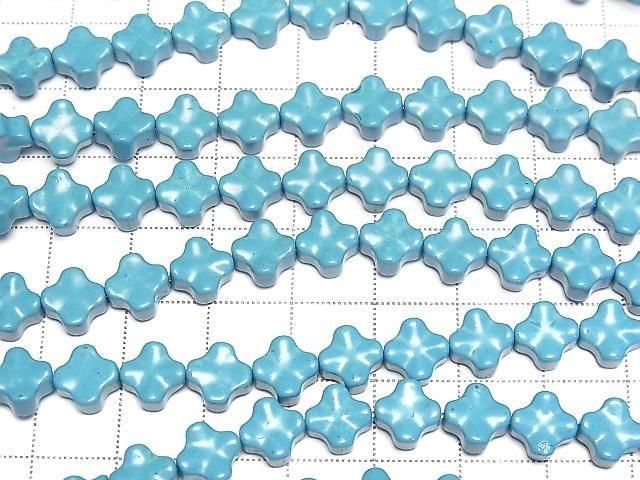 [Video] Kneaded Turquoise Flower Motif 8x8mm 1strand beads (approx. 15 inches/38 cm)