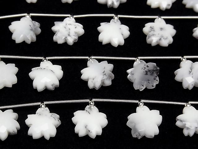 [Video] Dendrite Opal Flower Shape 1strand beads (6pcs)