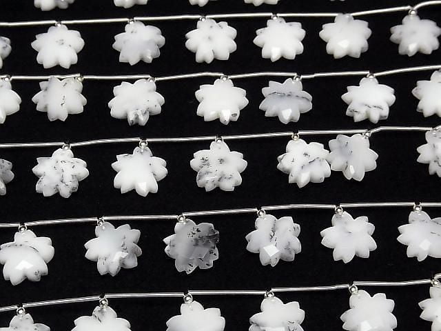 [Video] Dendrite Opal Flower Shape 1strand beads (6pcs)