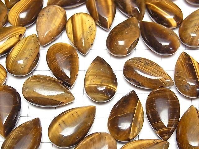 [Video] Yellow Tiger's Eye AA+ Pear shape (Smooth) 20x12mm 2pcs