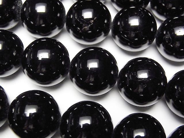 [Video] Black Tourmaline AAA- Round 16mm 1/4 or 1strand beads (approx. 15 inches/36 cm)