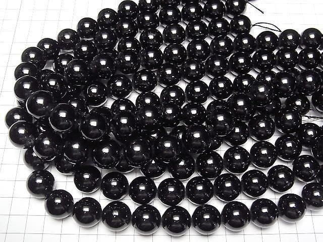 [Video] Black Tourmaline AAA- Round 16mm 1/4 or 1strand beads (approx. 15 inches/36 cm)