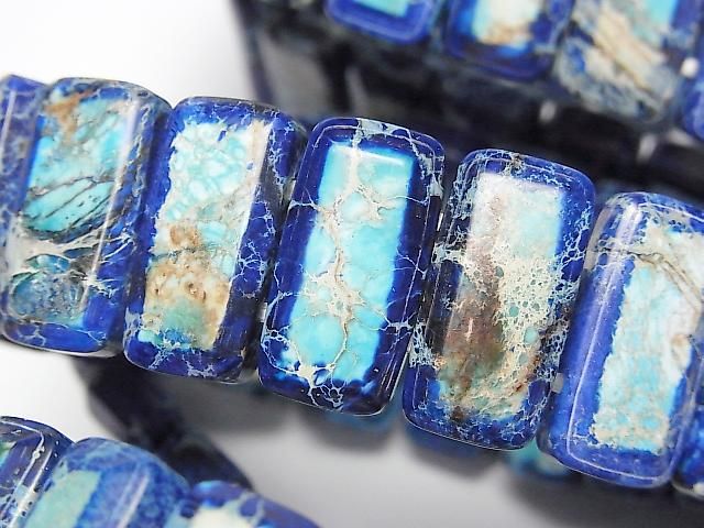 [Video] Blue color Kaolinite 2-hole Rectangle 20x10x6mm 1strand beads (bangle bracelet)