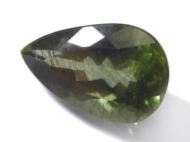 [Video][One of a kind] High Quality Ludwigite in Peridot Loose Stone Faceted 1pc NO.15
