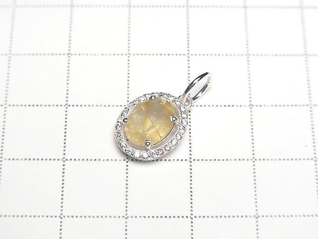 [Video]High Quality Rutilated Quartz AA++ Oval Pendant 9x7mm Silver925 1pc