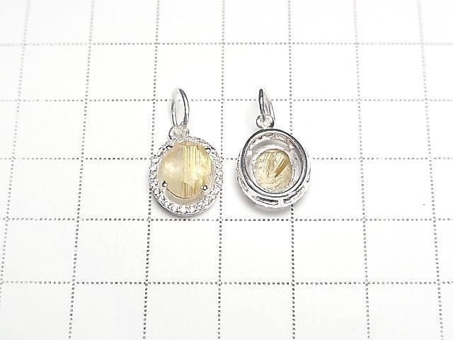 [Video]High Quality Rutilated Quartz AA++ Oval Pendant 9x7mm Silver925 1pc