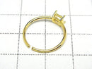 [Video] Silver925 Ring Frame (Prong Setting) Square Faceted 4mm 18KGP Free Size 1pc