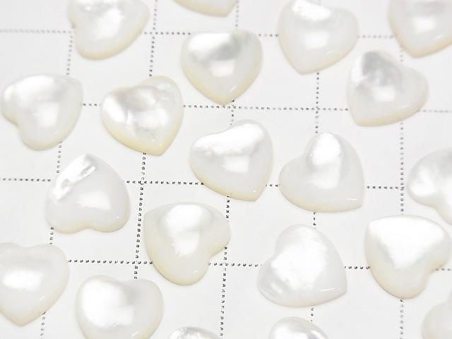 [Video] High Quality White Shell (Silver-lip Oyster) AAA Heart Cabochon 10x10mm 4pcs