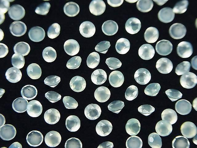 [Video] High Quality Sea Blue Chalcedony AAA Loose Stone Round Faceted 3x3mm 10pcs