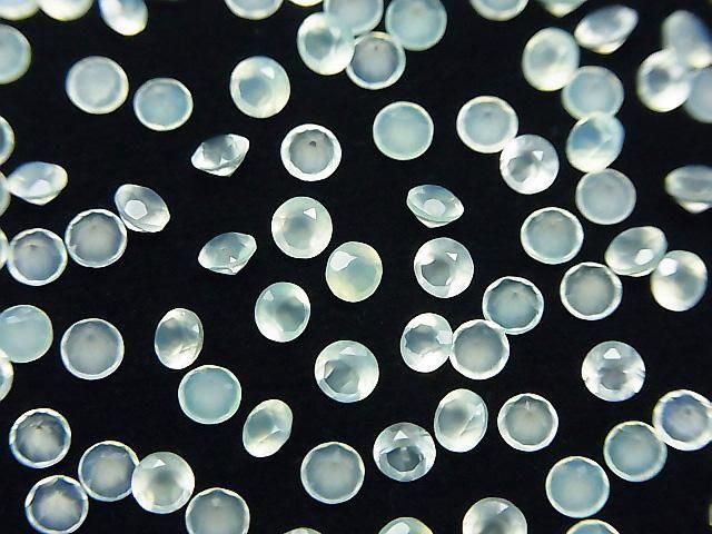 [Video] High Quality Sea Blue Chalcedony AAA Loose Stone Round Faceted 3x3mm 10pcs