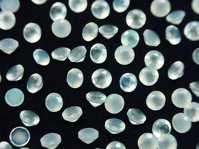 [Video] High Quality Sea Blue Chalcedony AAA Loose Stone Round Faceted 4x4mm 10pcs