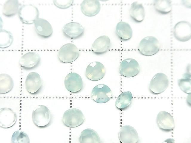 [Video] High Quality Sea Blue Chalcedony AAA Loose Stone Round Faceted 4x4mm 10pcs